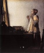 VERMEER VAN DELFT, Jan Woman with a Pearl Necklace wer china oil painting reproduction